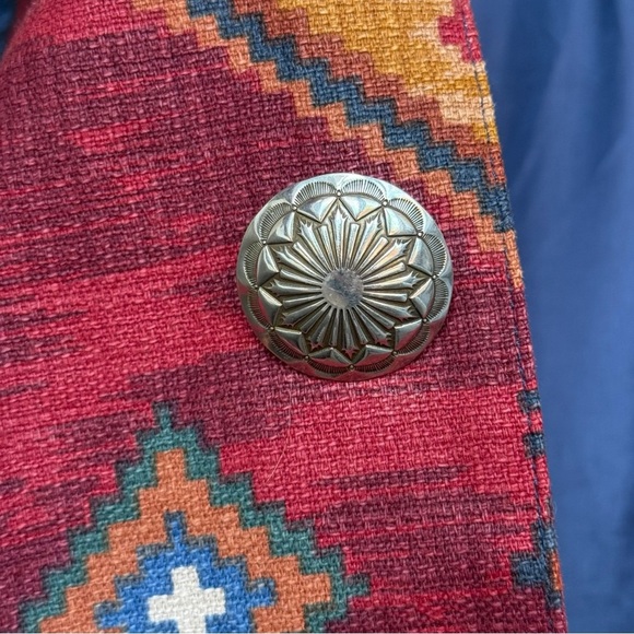 Vintage 90s South Western Geometric Blazer Size Large Boho Rodeo Country Prairie - Picture 2 of 8